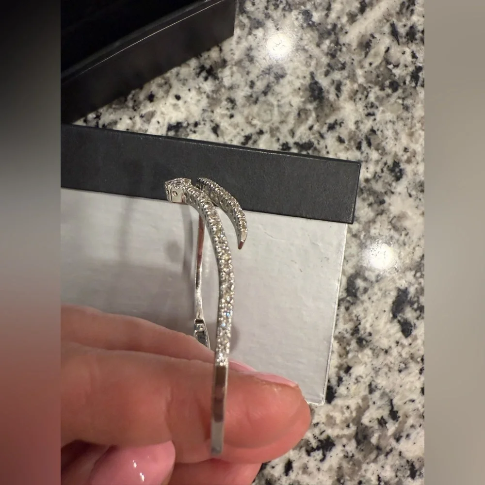 New White Gold Natural Diamond Snake Bracelet Bangle 14k - Picture 5 of 8